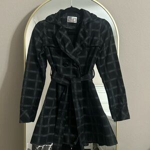 Black Plaid Trench Coat